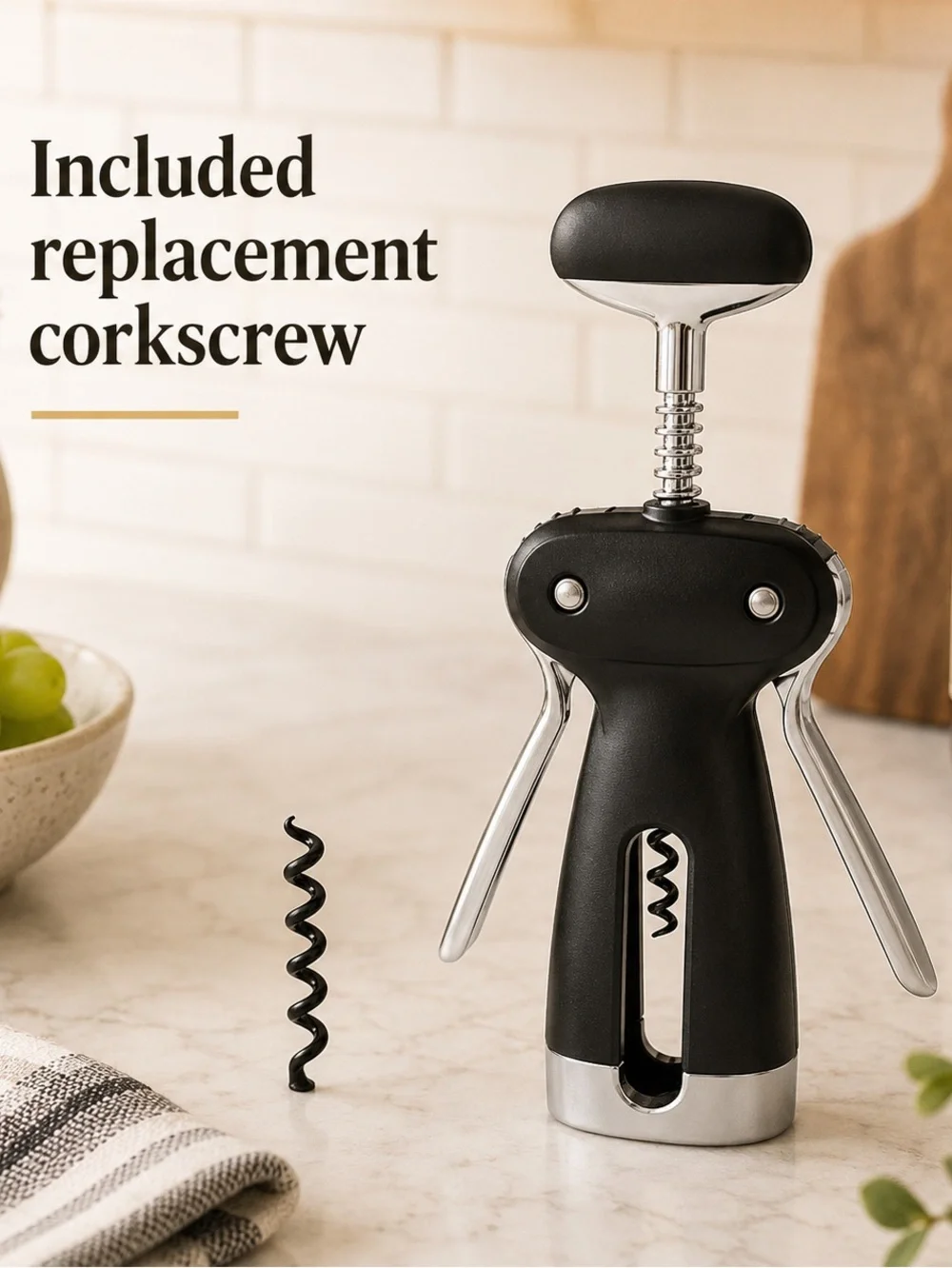 OXO Steel Winged Corkscrew with Removable Foil Cutter | New & Unopened